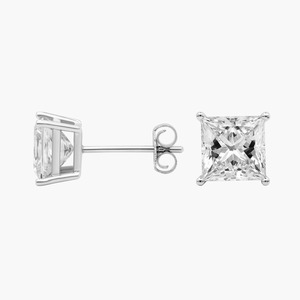 14K Solid Gold F-G VS2-SI1 Princess Lab Grown Diamond Prong Stud <b>Earrings</b> 3 Ct Total Guardian <b>Backs</b> Three Prong Wholesale Gift - Product Image 3