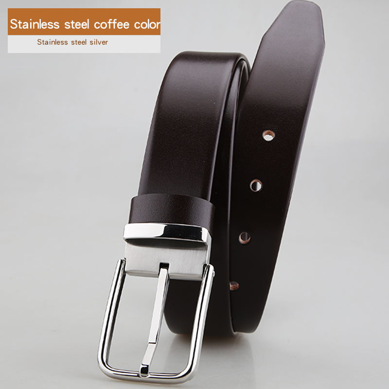 เข็มขัดสีน้ำตาล + สแตนเลส