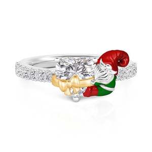 Jeulia Hug Me Gnome Heart Diamond <b>Ring</b> with Pave Band and Bowknot - Product Image 1