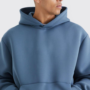 Fabricants de sweat à capuche uni vierge Streetwear lourd 100% coton éponge française personnalisé 400 g/m² sweat à capuche court hommes - Product Image 3