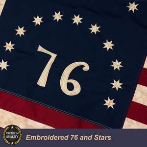 Bandera de Algodón Bennington 1776, 3x5 Pies, Teñida al Estilo Vintage, Bandera Americana de 1776, Resistente, Bordada, Estilo Coloniales, para Colgar - Product Image 2