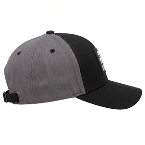 Gorra de Béisbol Personalizada de Seis Paneles con Visera Curva en Negro y Gris, con Parche de Goma y Cierre de Hebilla Metálica Ajustable, OEM ODM - Product Image 4