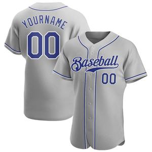 Meilleures ventes Vêtements d'équipe personnalisés Maillot de baseball authentique gris blanc royal - Product Image 1