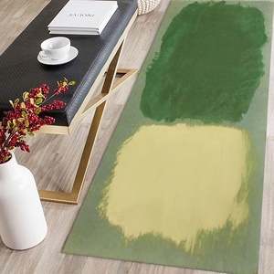 Tapis imprimé abstrait moderne vert, design 3D cool pour chambre, couloir, entrée, avec tapis moelleux à poils longs - Product Image 4