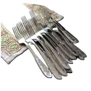 Ensemble de fourchettes en acier inoxydable en argenterie fini avec un design élégant parfait pour l'utilisation de couverts de restaurant et d'hôtel - Product Image 1