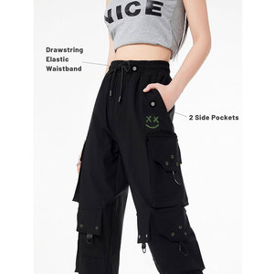 Cargo Pants Women Gothic High Waist Adjustable with Pockets Drawstring Street Jogger Sweatpants - Product Image 5