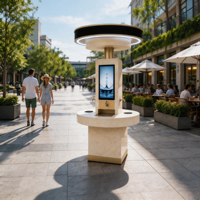 Station d'eau intelligente solaire |   3 modes d'arrosage |   Chargeur sans fil USB |   Acier inoxydable 304 |   Design moderne et luxueux |   Extérieur Public