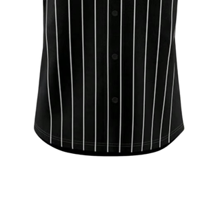 เสื้อเบสบอลลายเส้นสีดำแบบกำหนดเอง เสื้อทีมติดกระดุมเต็มตัว ปักชื่อได้ ระบายอากาศ แห้งเร็ว ผลิตจากโพลีเอสเตอร์ - Product Image 4