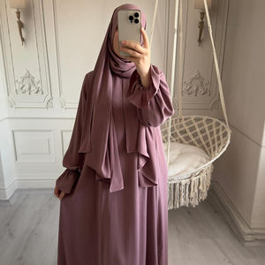 Abaya longue pour femmes avec hijab, tissu doux, tenue modeste, cadeau de Ramadan, abaya élégante en une seule pièce - Product Image 2