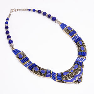 Collar de piedras preciosas de Coral turquesa Natural, collar antiguo de plata tibetana Nepali, joyería al por mayor - Product Image 2