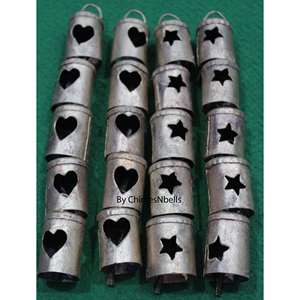 Set of 100 Rustic Iron Metal Tin Vintage <b>Bells</b> 2.5 Height with Star and Heart Cutout <b>Chimes</b> Tin Craft Supplies - Product Image 5