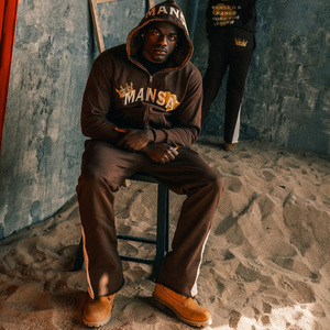 Conjunto de pantalones de chándal con lavado ácido de peso pesado de gran tamaño personalizado Conjunto de Sudadera con capucha Transpirable Vintage Recortado Estilo desgastado Tallas grandes para el invierno - Product Image 4