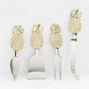 Cuchillo de queso de piña de acero inoxidable de fábrica Juego de cubiertos de queso con mango de latón para Cocina - Product Image 4