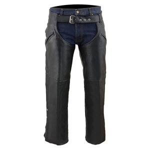 HAUTE QUALITÉ 100% CUIR VÉRITABLE HOMME MOTORCYCLE BIKER MOTORBIKE CHAPS NOIR POUR HOMMES - Product Image 1