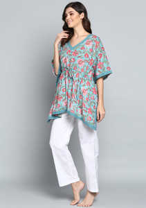 Ensemble de 2 pièces d'été décontracté pour femmes-Robe de nuit imprimée à manches courtes-Tissu tissé à longueur de plancher-Motif léger-Ensemble de plage décoré - Product Image 2