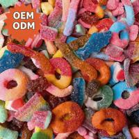 Groothandel op maat gemaakte Halal gummy snoepjes, gelatinevrij, zure, kauwbare, fruitige, gemengde smaken, sappige aardbei smaak, zak