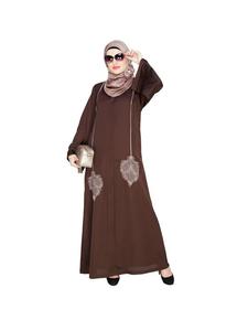 Abito musulmano moderno Casual stile Dubai ricamato floreale <span class=keywords><strong>in</strong></span> lino modesto Abaya aperto Plus Size - Product Image 2
