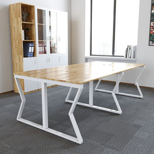 Table de bureau ergonomique minimaliste SFMC006-4 places en bois de caoutchouc et métal en forme de 'M' - Product Image 3