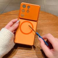 Coque de téléphone en TPU et PC avec verre pour iPhone 14 Plus, compatible avec la charge magnétique sans fil, antichoc, résistante à la saleté, anti-rayures, design luxueux