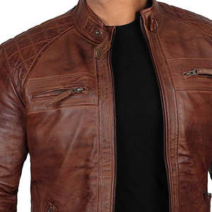 Veste en cuir pour homme, best-seller, de haute qualité, durable, légère, col montant, logo sur le devant, écologique, style streetwear d'hiver - Product Image 5