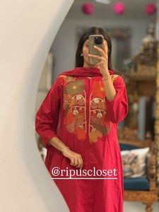 NUEVO LANZAMIENTO: Kurta Pent de Diseñador para Mujer con Dupatta, Tela de Algodón Puro Mul, Bordado para Fiesta, Reversible, Casual - Product Image 3