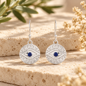 Boucles d'oreilles Nazar en argent sterling 925 – Bijoux pendantes œil de lapis-lazuli - Product Image 3