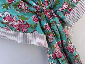 Vestido de caftán de algodón con estampado de bloque Floral occidental, vestido largo hasta el suelo, vestido informal lavable de verano con cubierta de playa Natural - Product Image 2