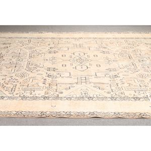 Tapis turc surdimensionné 10x12,4 pi (304x378 cm), tapis géométrique beige vintage - Product Image 3