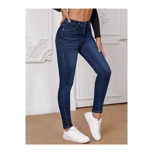 Pantalons en jean pour femmes au design élégant et de haute qualité, 100% coton, finition en peau de mouton, respirant, écologique, coupe skinny pour l'hiver - Product Image 1
