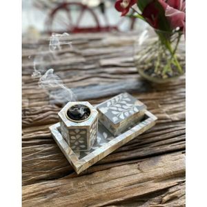 Quemador de incienso mubkhar con incrustación de perla Madre, juego de estilo prémium con bandeja para el Eid de ramadán de Vietnam, nuevo diseño - Product Image 5