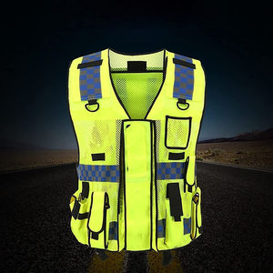 Gilet de sécurité en maille fluorescente en polyester antistatique certifié CE, personnalisable avec logo, noir, haute visibilité, pour la construction - Product Image 3