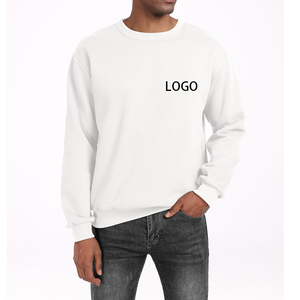 เสื้อสเวตเชิ้ตคอกลมสีขาวสำหรับผู้ชาย ทรงปกติ ผ้าฝ้ายถัก สีพื้น สวมใส่สบาย - Product Image 3