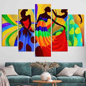 Toile imprimée avec des danseurs africains vibrants : art mural abstrait, ensemble de 5 toiles Mx - Product Image 1