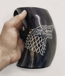 Tankard Viking Buffalo Drinking Horn Mug y Natural Pulido Animal Style Mug Christmas Good Quality Venta caliente a bajo precio - Product Image 2