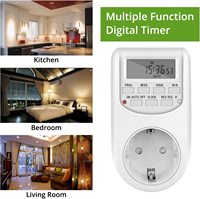 Interruptor Temporizador Programable Semanal de 24 Horas, Enchufe Digital de 220V para UE/Reino Unido/EE. UU.