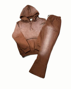 Ensemble survêtement 2 pièces pour homme avec logo personnalisé, été et hiver, broderie délavée au soleil, survêtement OEM, taille plus, survêtement deux pièces - Product Image 3