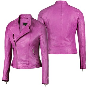 Chaqueta de piel de cordero auténtica para mujer de gama alta con cierre de cremallera y función a prueba de viento disponible en varios colores - Product Image 1