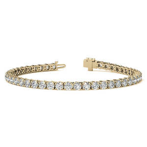 Bracelet tennis en or blanc/jaune 14K avec diamants de laboratoire 6,5 CTW certifiés AGI, taille brillant, bijoux de mariage pour femme, serti en canal - Product Image 1