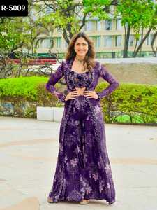 Indian Ethnic Wear Fancy Party Wear and Festival Wear Salwar Kameez Suit with Sequnce work and Digital Print Sharara and <b>Shrug</b> - Product Image 3