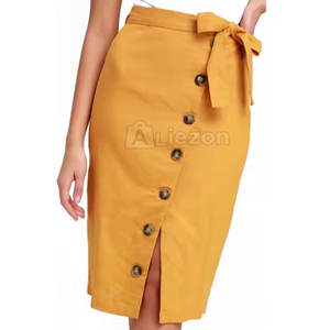 Jupe en cuir classique jaune pour femmes Jupe en cuir pour femmes élégantes au toucher doux pour un usage quotidien - Product Image 3