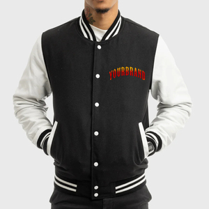 Veste universitaire de baseball de style collège classique pour hommes avec ourlet côtelé manches longues et coupe tendance - Product Image 1