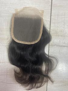 4/4 fermeture 10 pouces vague Remy Extensions de cheveux humains belle sud indien cheveux indiens bruts courte longueur suisse dentelle perruques Bundle - Product Image 4