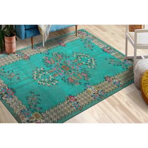 Tapis verts Benetton, tapis floraux, tapis à motifs ethniques, tapis bohème, tapis doux non tissé - Product Image 2