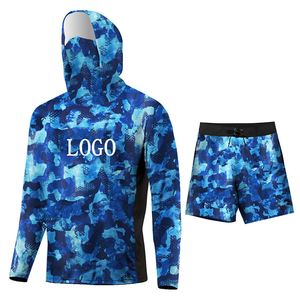 Conjunto de camisa de pesca con sublimación de diseño personalizado, torneo de protección Uv, manga larga, secado rápido con máscara, Sudadera con capucha de pesca - Product Image 1