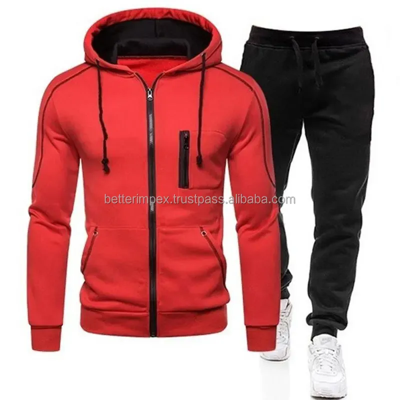 Premium Quality Sweat Suit Set Elegante Tricô Outfit Full Sleeve Tops com Capuz Outdoor Custom port Wear