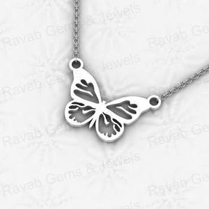 Colgante y Amuleto de Plata de Ley 925 con Diseño de Mariposa, Chapado en Oro, con Circonita, 16x28mm, Joyería Fina, Recuerdo - Product Image 4