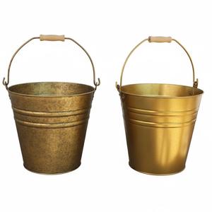 Seau en métal noir attrayant avec revêtement en poudre, avec poignée, seau de rangement rond en fer pour la décoration de la maison et du jardin, seau en vente - Product Image 5