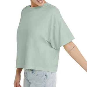 Custom Women's T-shirts Short Sleeve Crew Neck 100% cotton Basic <b>Tee</b> Blank Black <b>White</b> <b>Plain</b> Crop top T Shirt for women - Product Image 3