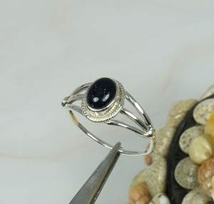 แหวนพลอยอัญมณีแกะสลักรูปวงรีทรงรีสีฟ้าแบบเรียบ925สเตอลิงซิลเวอร์ชุดแหวนแฟชั่นสำหรับสตรีจากธรรมชาติ - Product Image 1