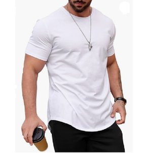 Camiseta de algodón ajustada con cuello redondo para hombre, camiseta de manga corta Muscle Fitness, estilo Hip Hop informal para verano, moda básica de Bangladesh - Product Image 1
